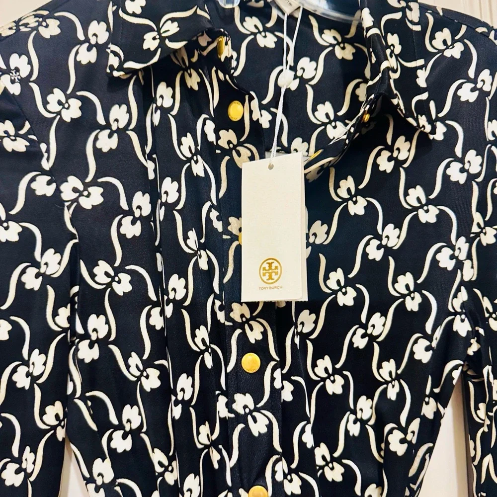 Tory Burch Black and White Long Sleeve Dress - Picture 3 of 6
